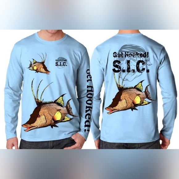 GET HOOKED S.I.C. HOGFISH L/S - 2XL NEPTUNE BLUE NEW WITH TAGS Made in the USA - Picture 8 of 10
